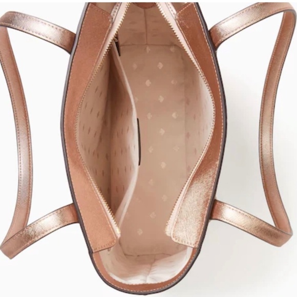 NWT Kate Spade Tinsel Glitter Fabric Shoulder Tote Bag K9338 Rose Gold - Picture 15 of 15